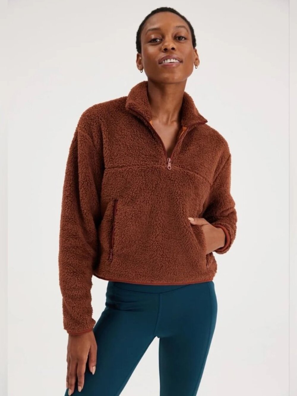 Girlfriend Collective Plume Recycled Half-Zip Fleece S